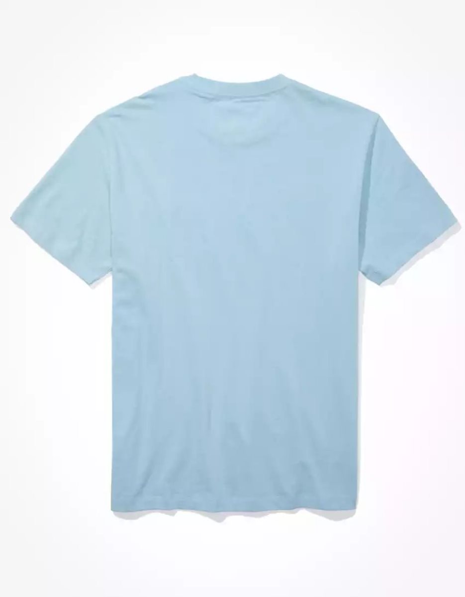 T Shirts American Eagle AE Super Soft Legend Pocket Bleu Clair Homme | PCB-87409518